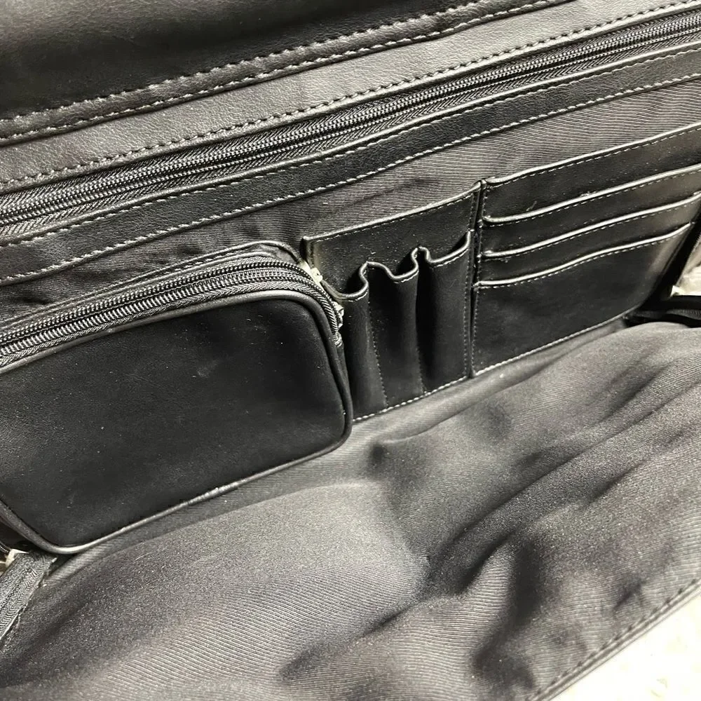 Bellino Black Soft Leather Business office Bag Adjustable Strap